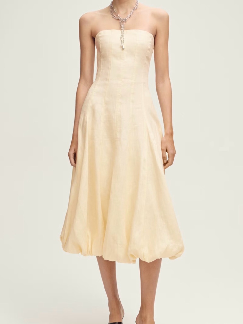 Mango LINEN DRESS WITH PUFFED HEM